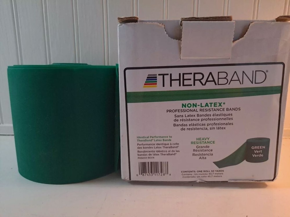 TheraBand Non-Latex Professional Elastic Heavy Resistance Band 50 yd Roll Green