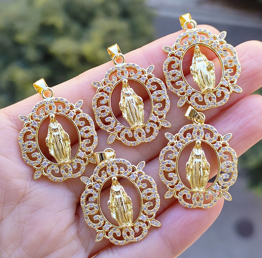 10pcs Metal Crystal Holy Mother Pendants Magic Reiki Healing Amulet Fashion