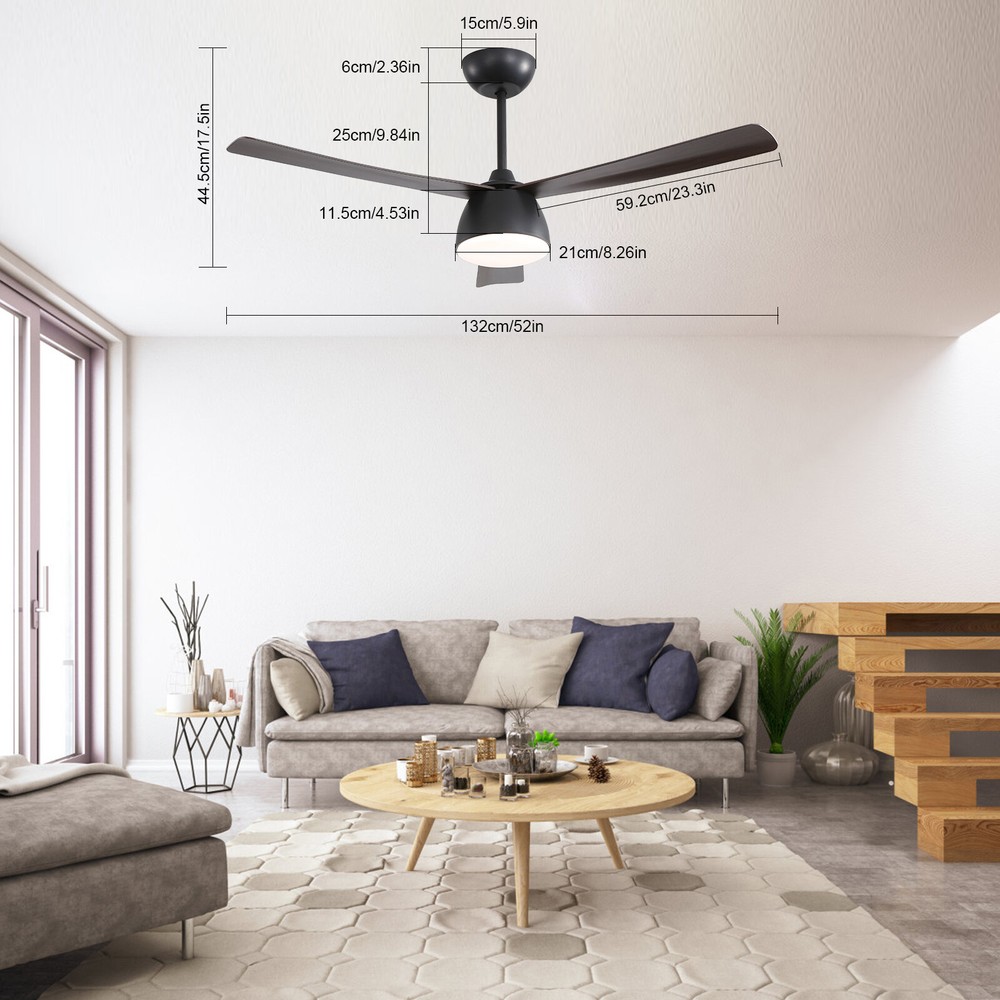 52 Inch LED Ceiling Fan with Remote 6 Speed Timer Modern Light Combo  