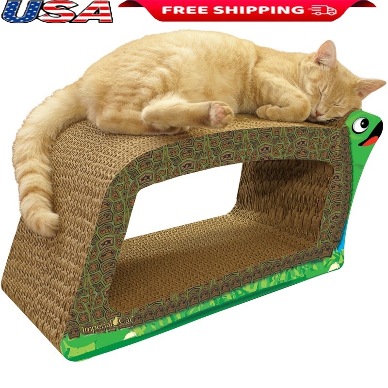Large Turtle Cat Scratcher 2in1 Durable Corrugated Cardboard W/ Catnip Play Toy