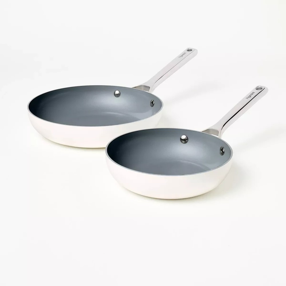 2pk Nonstick Ceramic Coated Aluminum Frypan Set - 8 & 10 inch - Figmint
