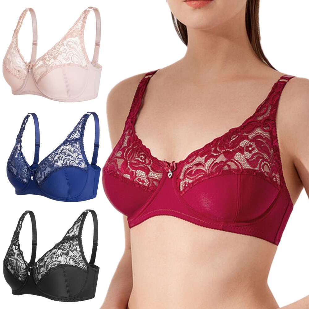 Women's Underwire Bra Lace Floral Bra Unlined Unpadded Full Coverage Everday Bra
