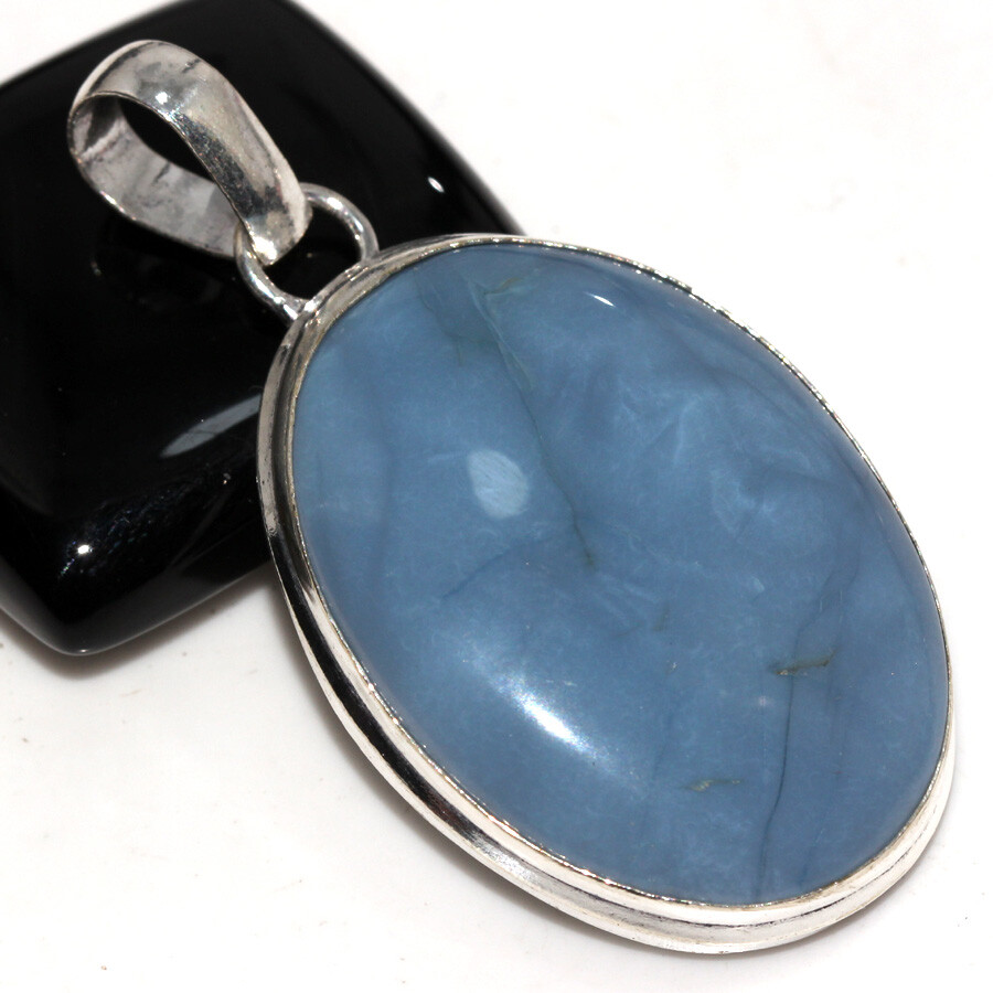 925 Silver Plated Owhyee Blue Opal Ethnic Pendant Handmade Jewelry Size 2