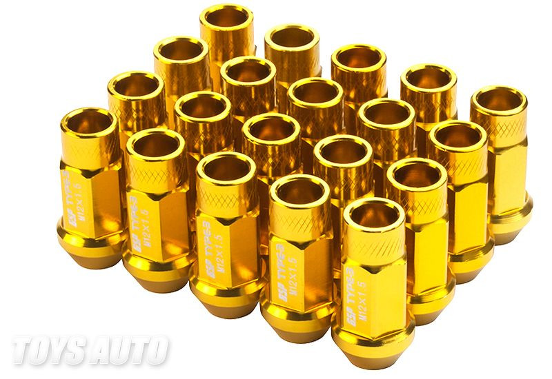 Godspeed 20pc Type3 50mm 29g Forged Rim Wheel Tuner Lug Nuts 12x1.5  Gold d
