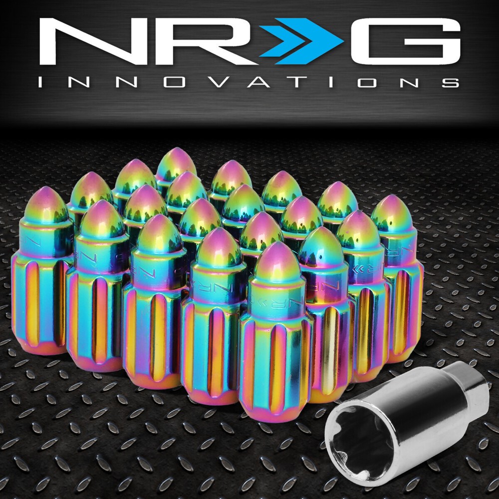NRG INNOVATIONS LN-LS510MC-21 M12X1.25 20PC 50MM BULLET SHAPED END LUG NUT + KEY