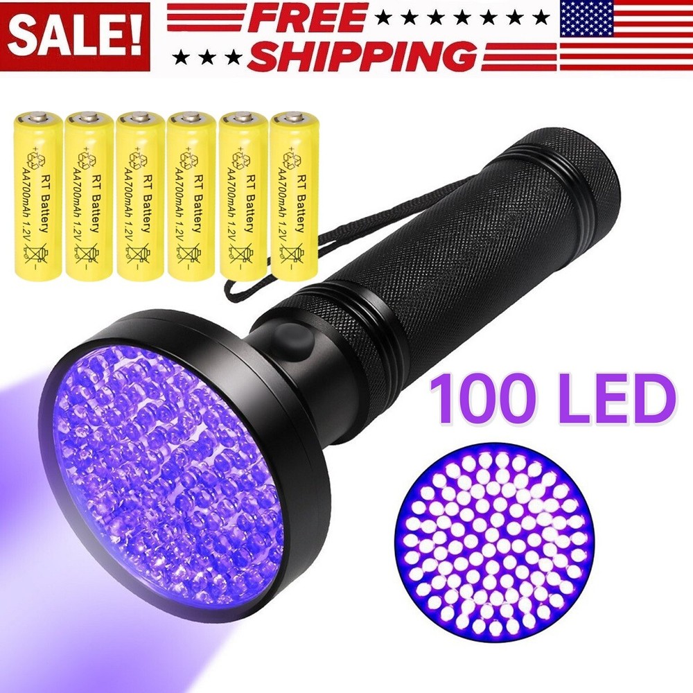 100 LED UV Ultraviolet Flashlight Blacklight 395nM Inspection Pet Urine Detector