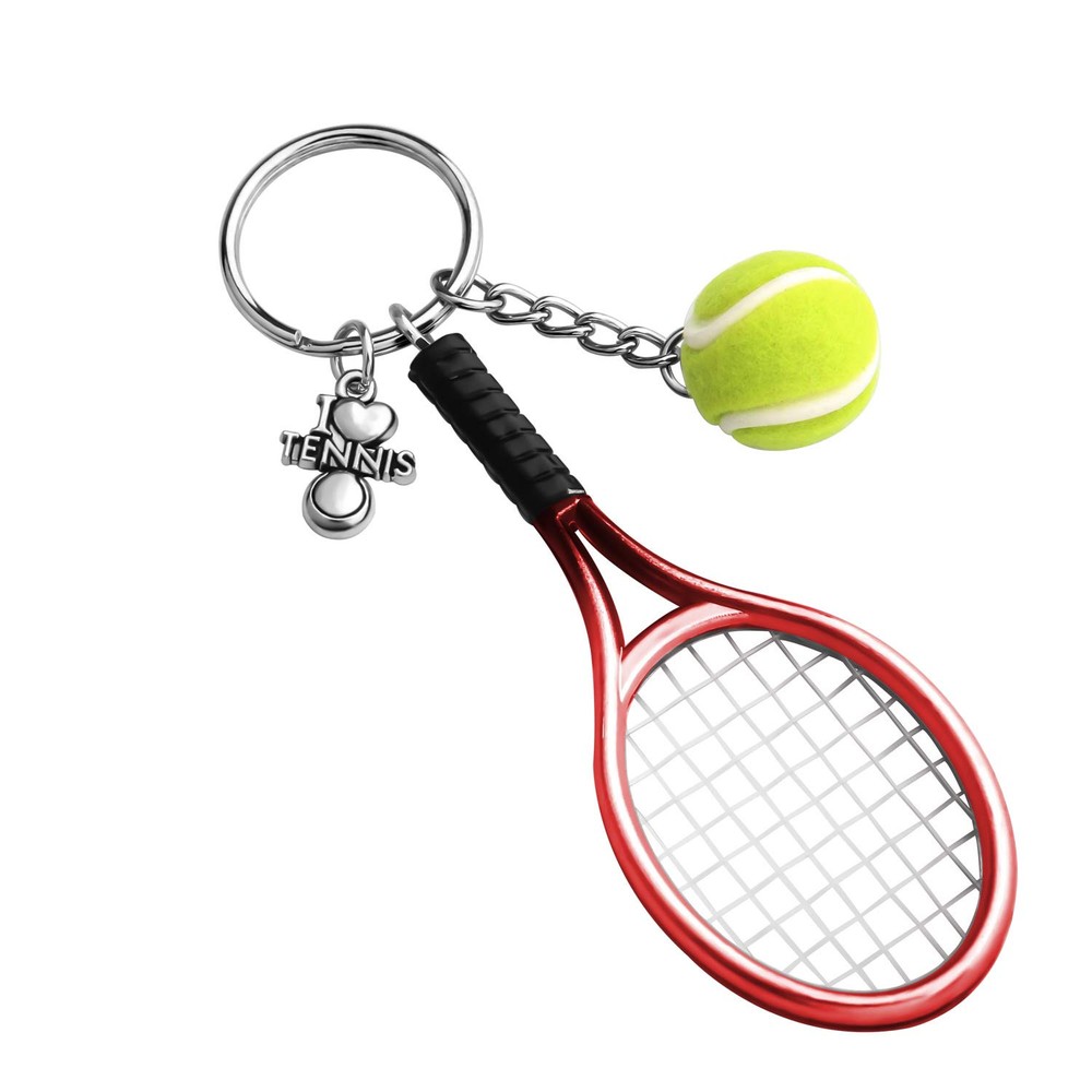 Tennis Player Gifts 3D Mini Tennis Racket and Tennis Ball Keychain Set Tennis...