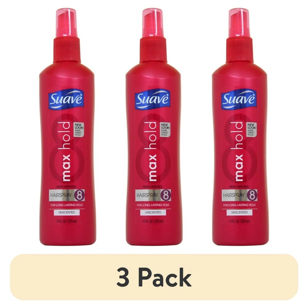 3 Pack Max Hold Hairspray - Non Aerosol Long Lasting Control Unscented
