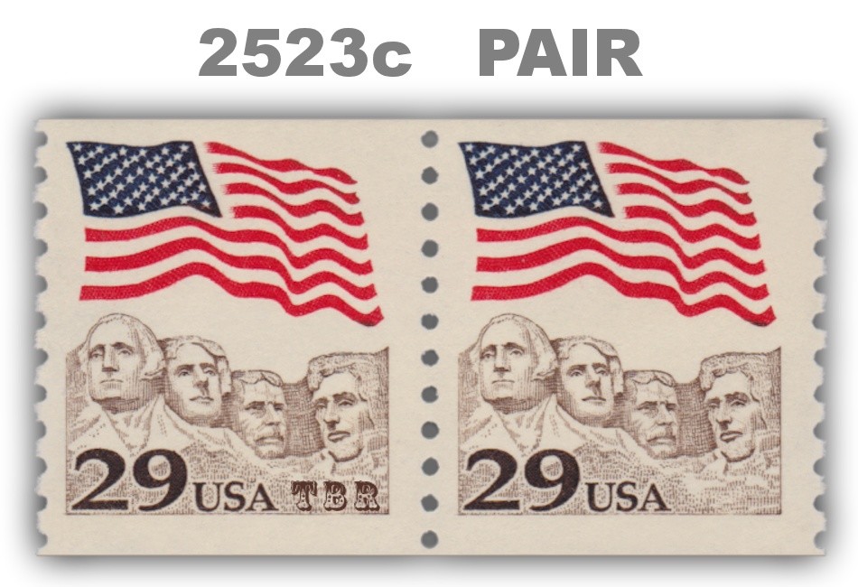 2523c Toledo Brown Pair 29c Flag Mount Rushmore Color Error 1991 MNH - Buy Now-image