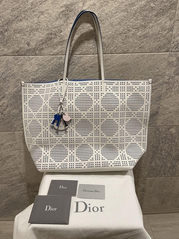 Dior Time Punching Eyelet Charm Tote Bag