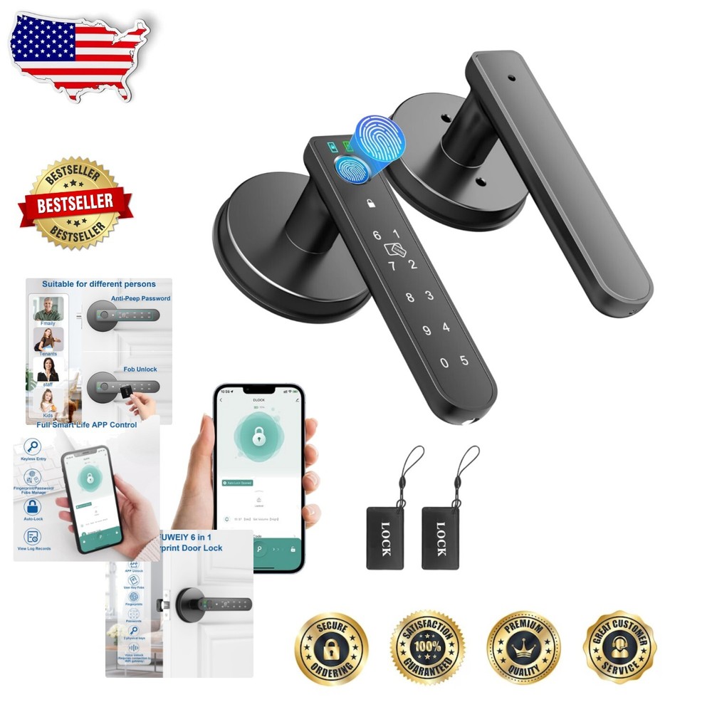 Smart Biometric Fingerprint Door Lock – 6-in-1 Keyless Entry with App Access-image