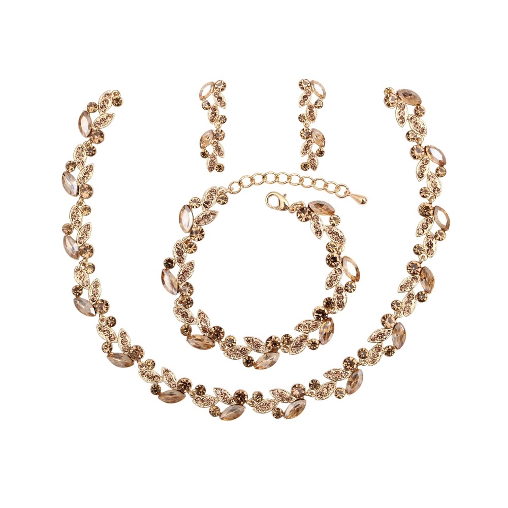 QLLYHLH Leaf Choker Necklace & Dangle Earrings Set for Brides and Bridesmaids