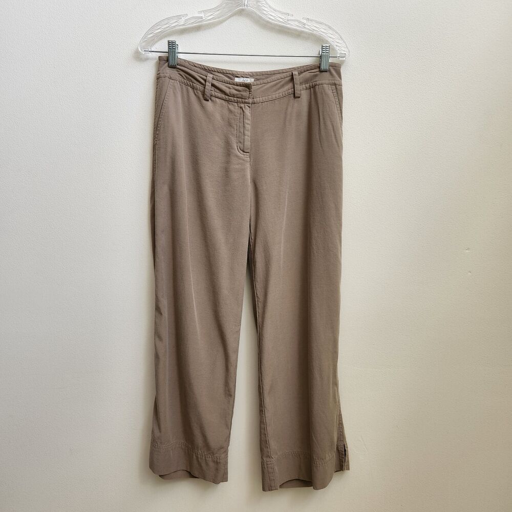 J Jill Beige Straight Leg Pants Size 4 Womens Ankle Slit Pockets Zip