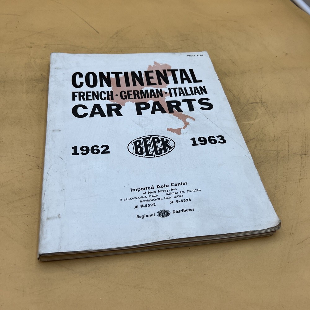 1962-1963 BECK CONTINENTAL FRENCH GERMAN ITALIAN CAR PARTS CATALOG BOOK