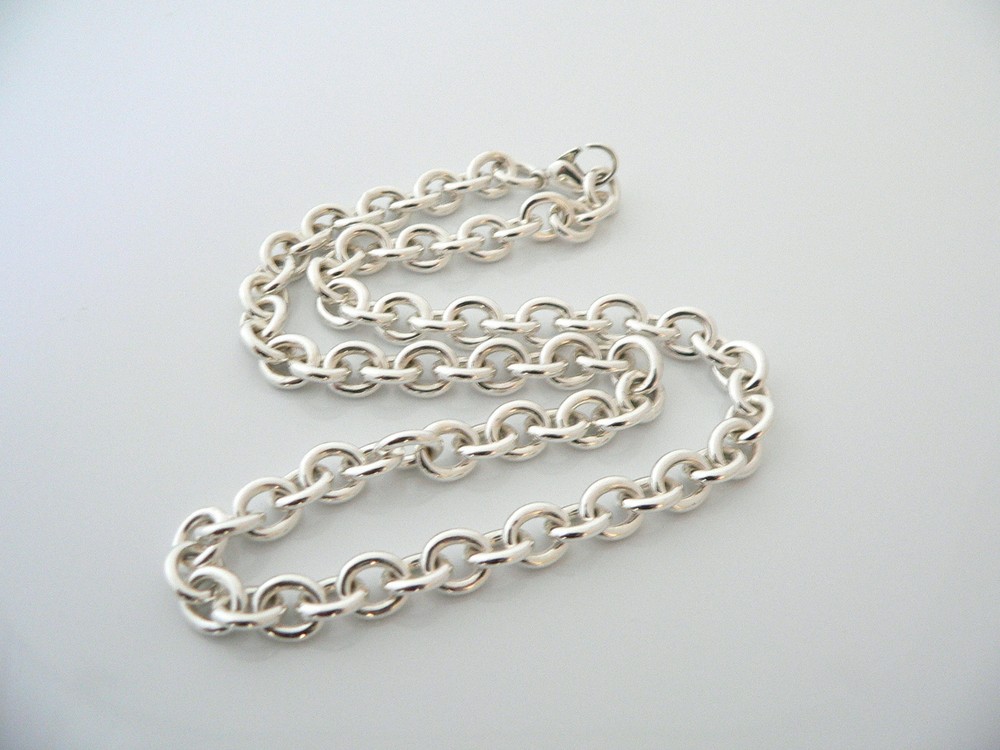 Tiffany & Co Silver Link Necklace Pendant Charm Chain Gift Love Statement Thick