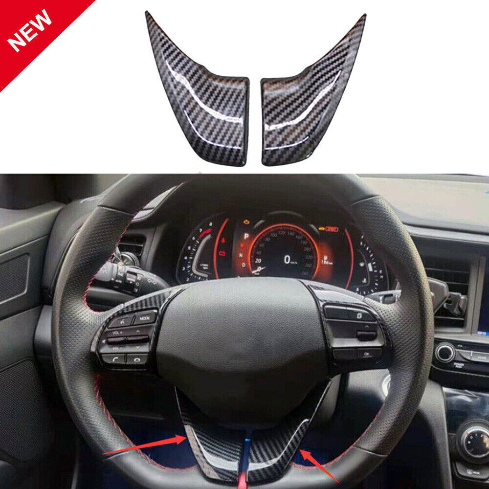 For Hyundai Elantra 19-20 Carbon Fiber Style Steering Wheel U Type Cover Trim 2x