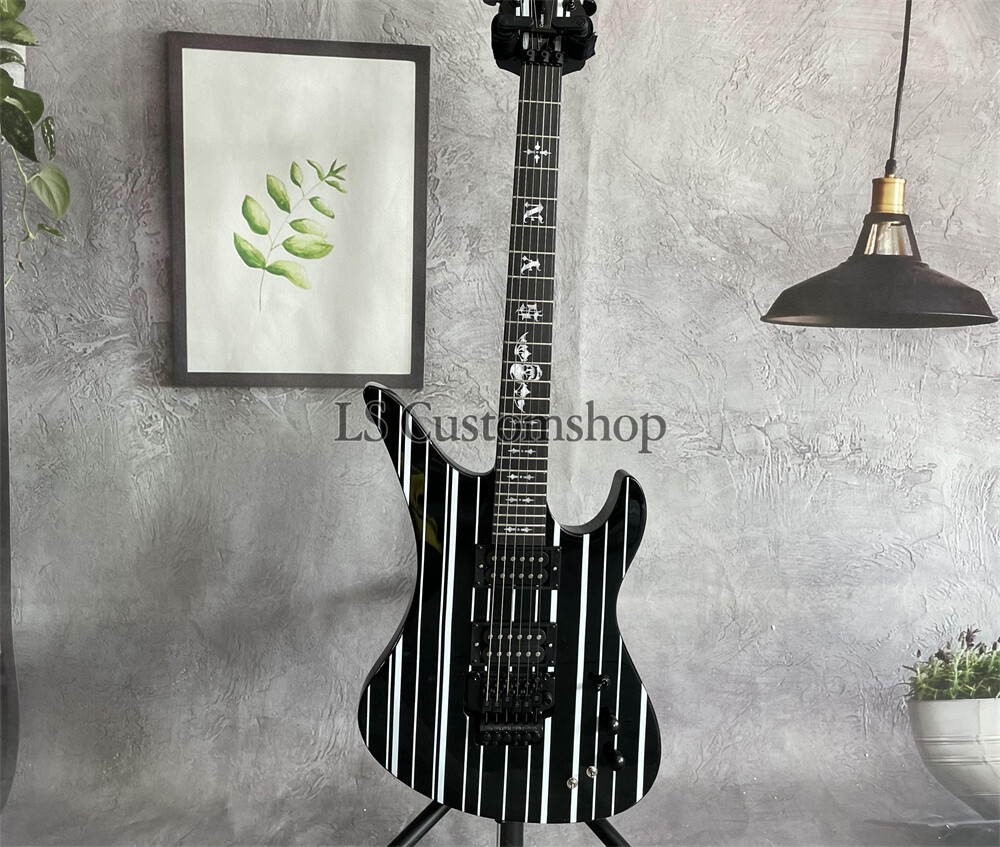 Custom Synyster Electric Guitar Black&White Pinstripe Synyster Gates FR Bridge