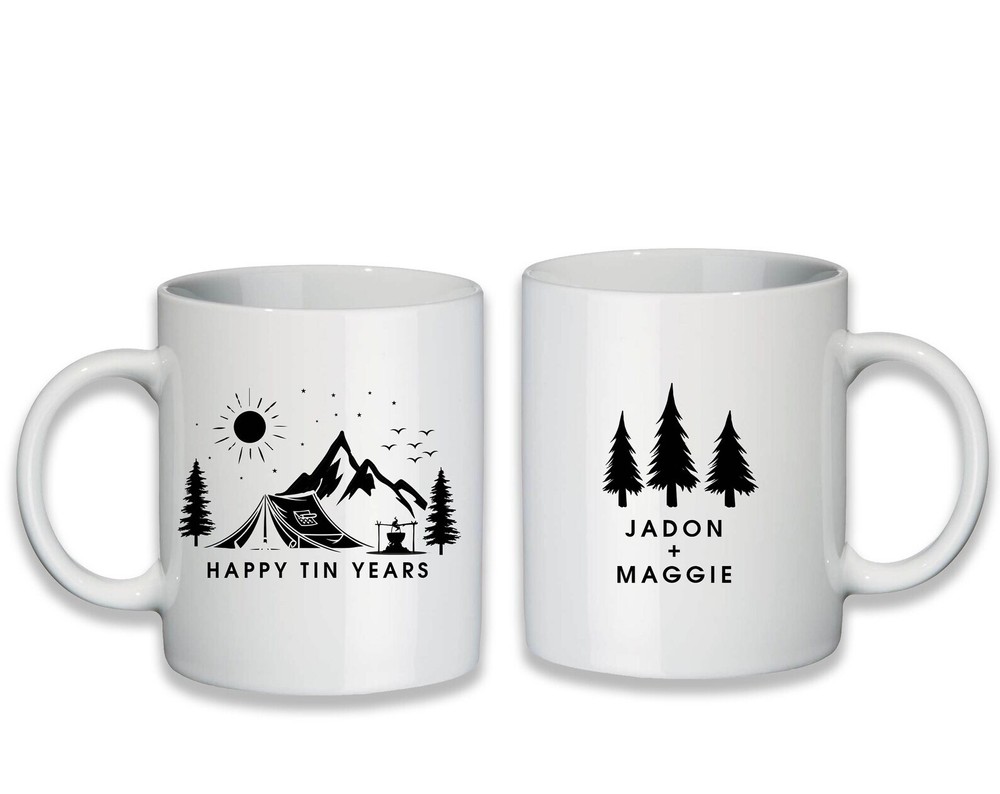Custom Personalized Happy Tin Years Camp Mug for Husband Anniversary Gift  