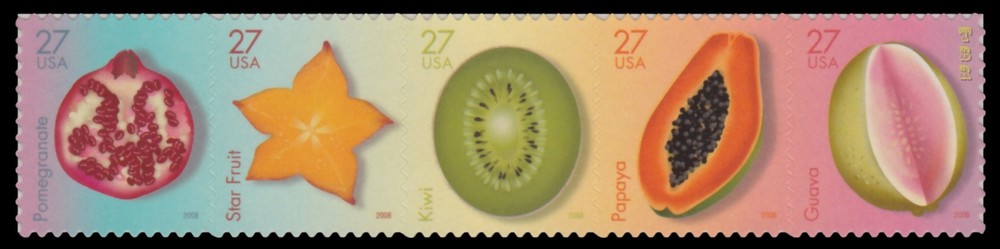 2008 Tropical Fruit 4253-57 4257a Sheet Strip of 5 Attached Stamps MNH - Buy Now-image
