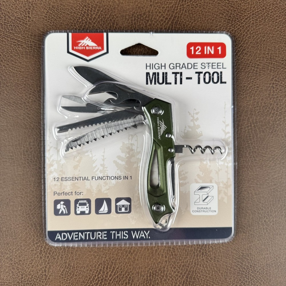High Sierra 12-in-1 Durable Steel Multi-Tool Construction Green HS1705