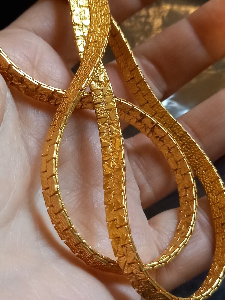 Gold Tone Brutalist Chain Choker Necklace Unisex 24 Inch