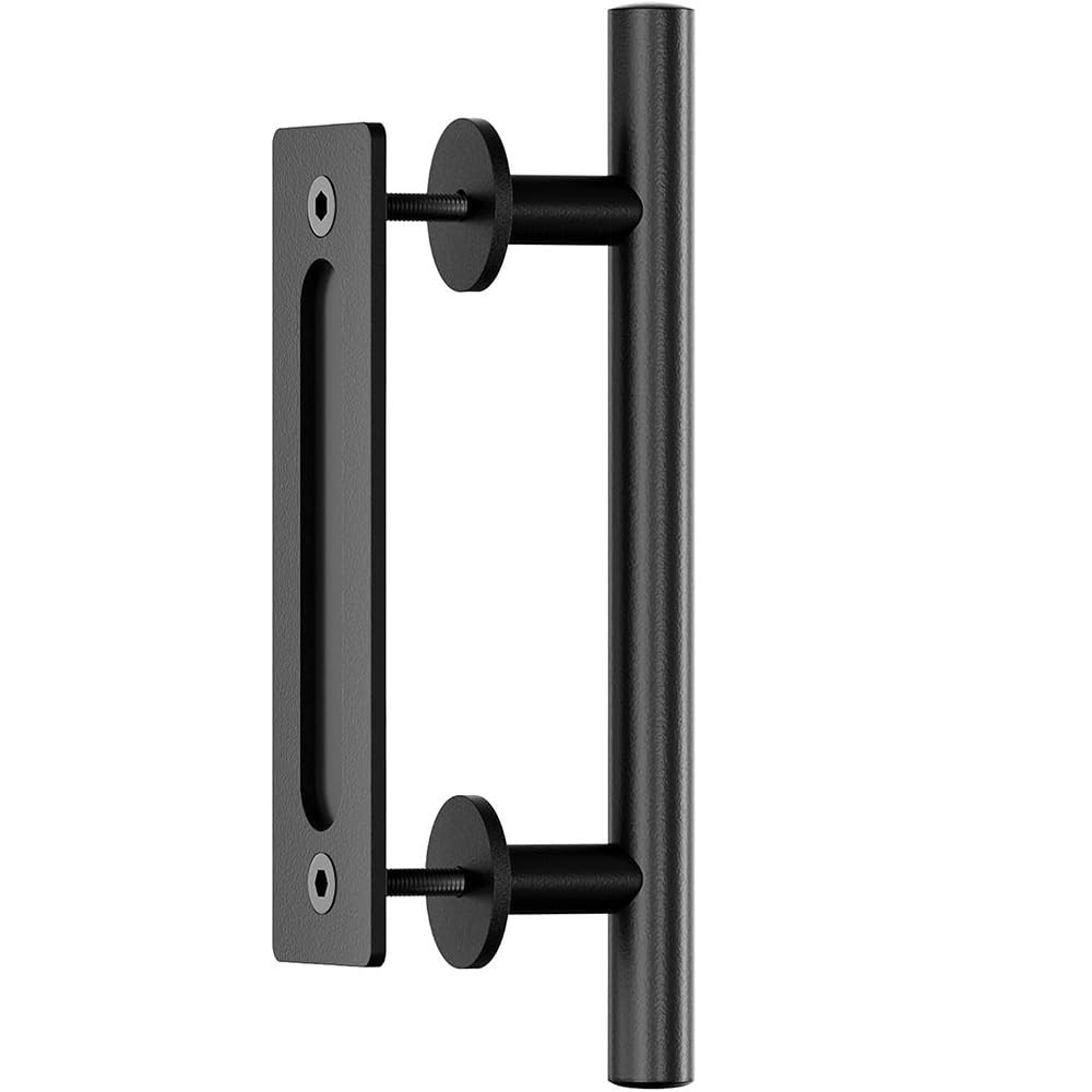 12'' Sliding Barn Door Handle Hardware -Side Design Black Carbon Steel Garden...
