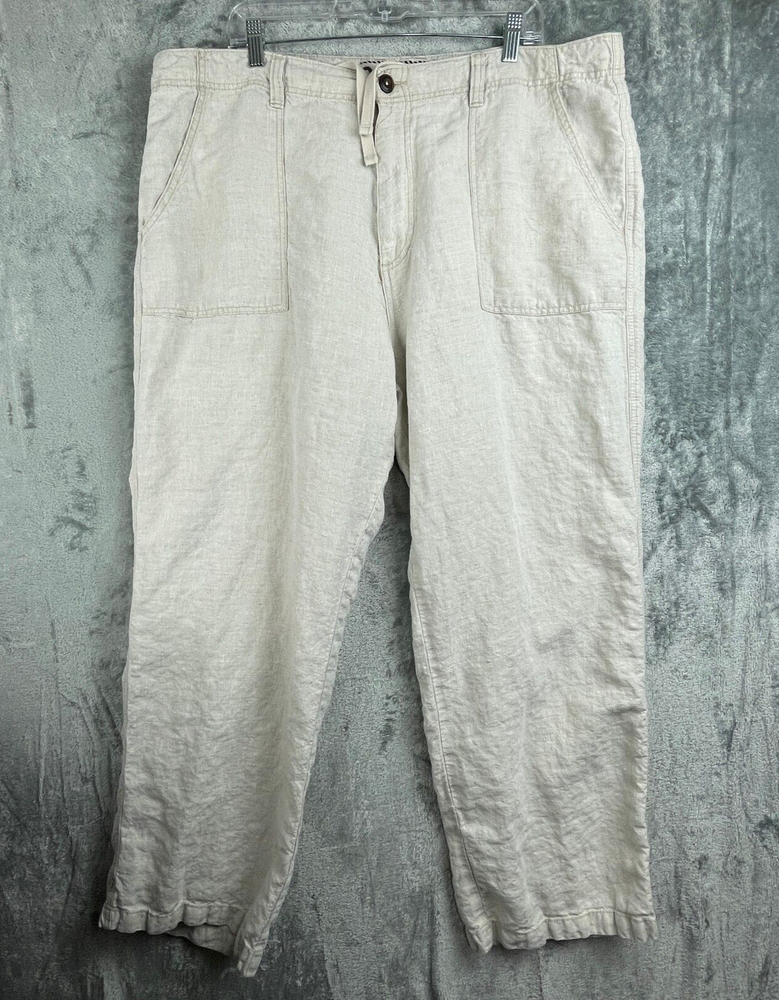 Old Navy Linen Pants Womens Plus XXL Tan Wide Leg Lagenlook Beachy Coastal
