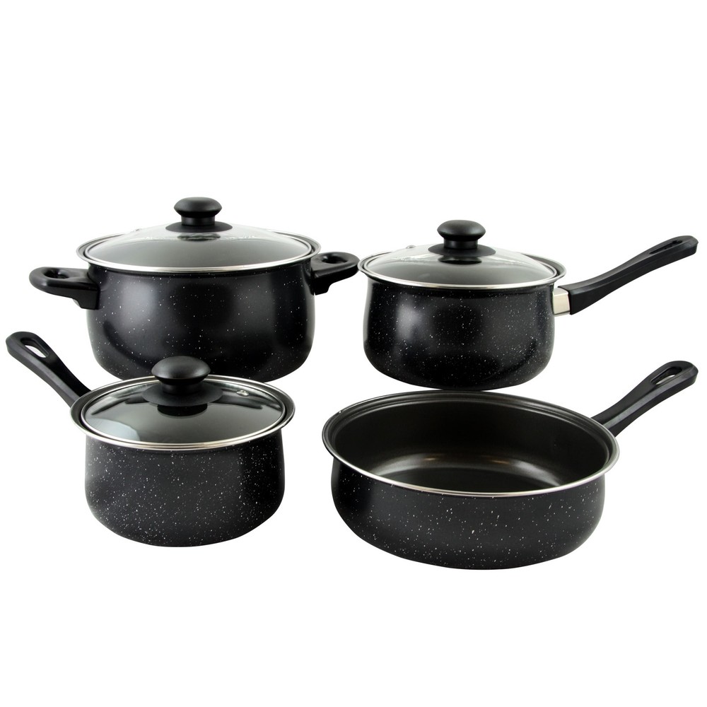 Gibson Home Casselman 7 piece Cookware Set in Black w/ Black