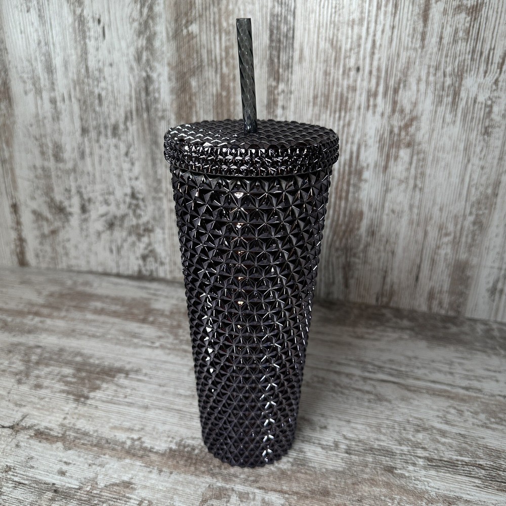 Black Shimmer 26oz Textured Tumbler with Lid and Straw - New Design
