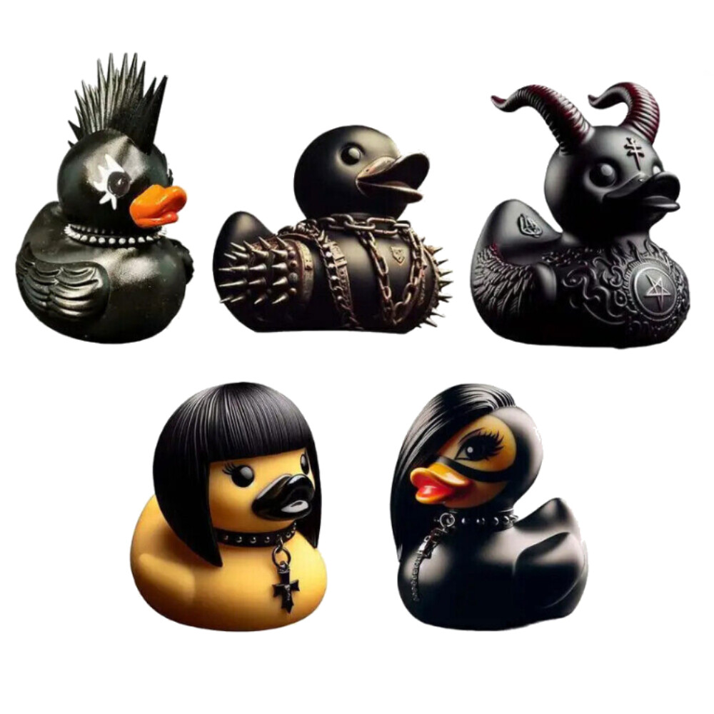 5Pcs Novelty Resin Duck Punk Goth Duck Ornament Dark Satanic Duck Office Decor