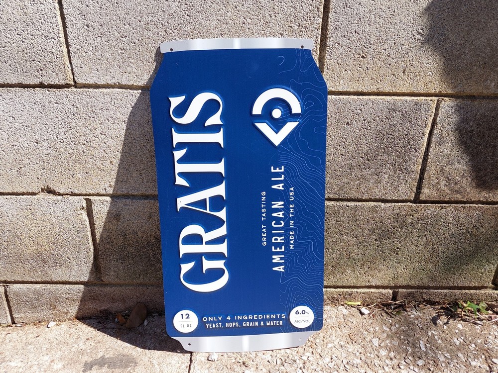 Free American Ale Beer Metal Sign 22x11 – Blue Bar Pub Man Cave Wall Decor