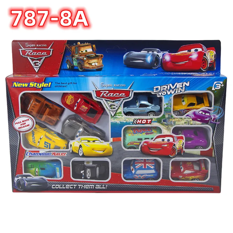 12Pcs Disney Pixar Cars Lightning Mcqueen Jackson Storm Mater PVC Car Kids Gift