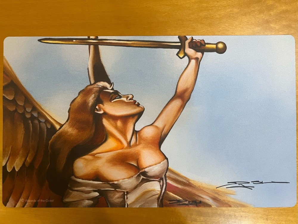 SERRA ANGEL PLAYMAT NEW MAGIC THE GATHERING MTG HAND SIGNED DOUGLAS SCHULER