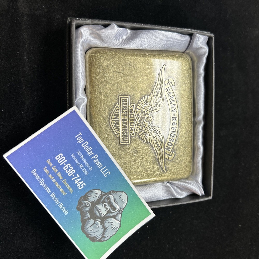 Vintage Metal Cigarette Case Bronze Box Double Sided Retro Harley Tobacco Holder