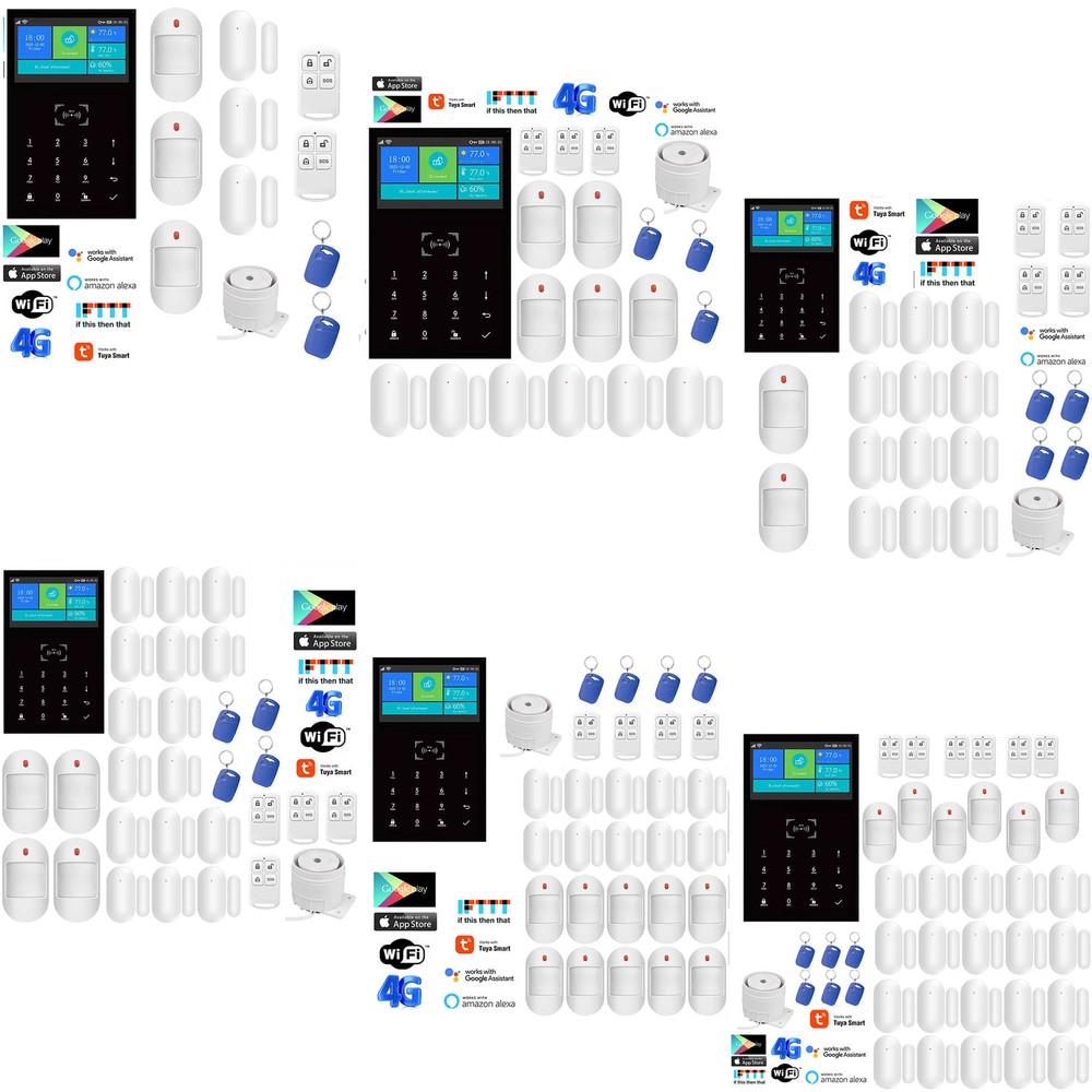 A35 Tuya APP WiFi+4G Wireless Kits Home Security Alarm System+Alexa+Google Home