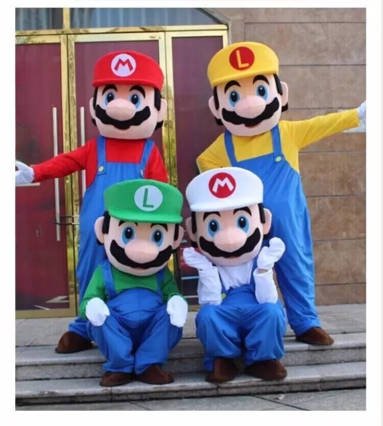 Super Mario Mascot Costume Party Fancy Dress Brothers  Halloween Suits  Adult