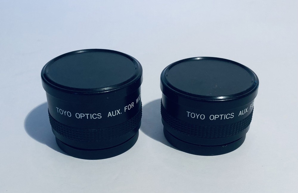 Lot Of 2 Toyo Optics AUX Wide Angle & Telephoto Lenses Black With Caps