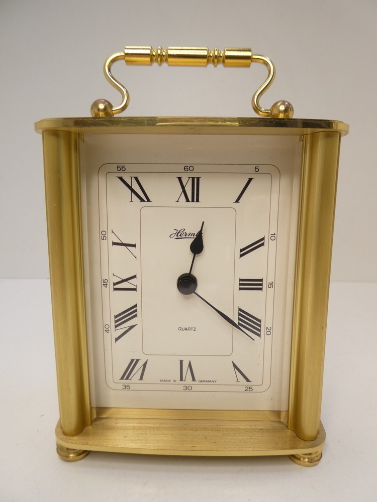 VINTAGE BRASS QUARTZ CARRIAGE CLOCK GLASS
