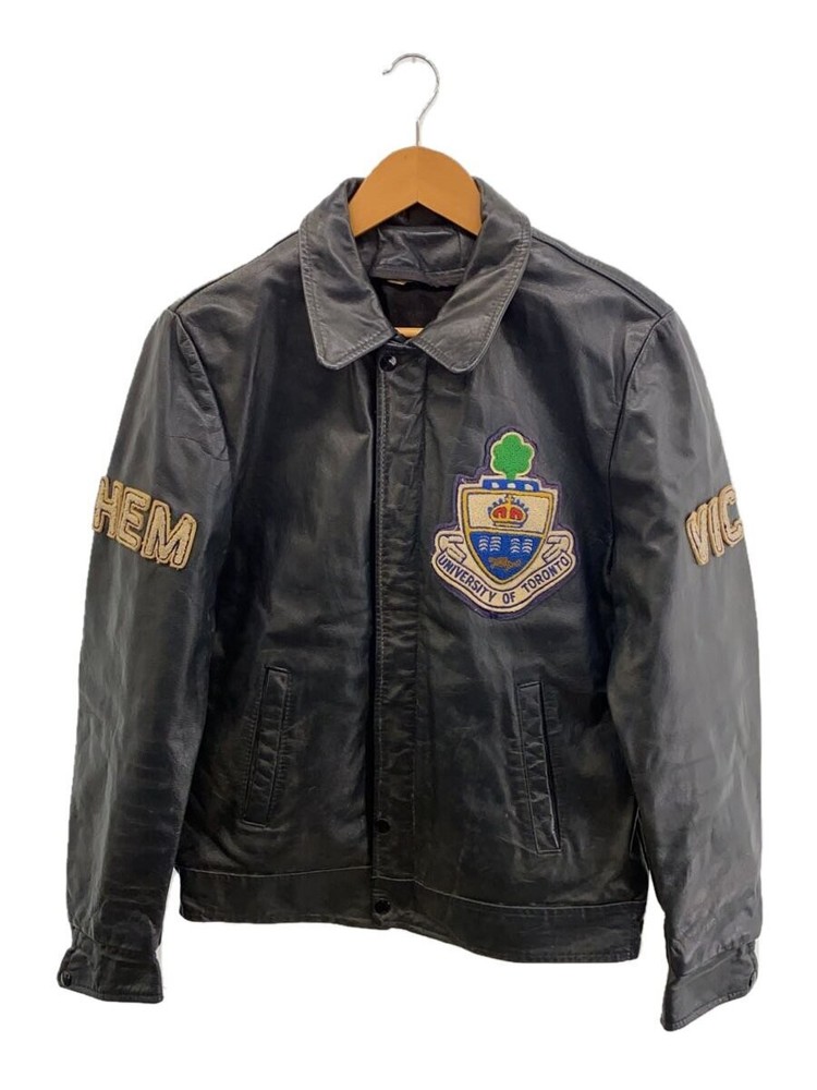 Men's Black Leather Blouson Jacket Size 38 Style 1266