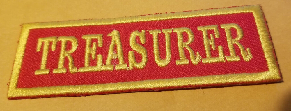 TREASURER Club Officer Embroidered Patch with Global Shipping
