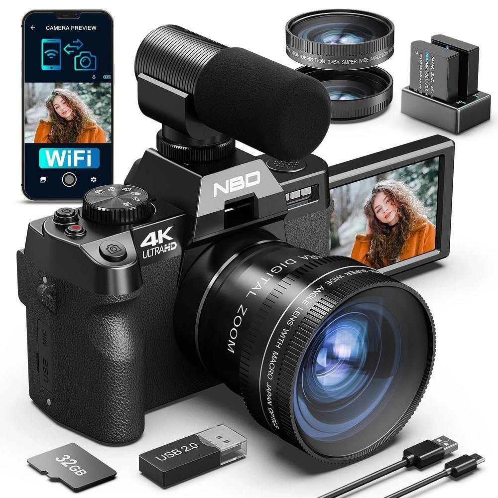 4K 48MP Vlogging Camera with 16X Zoom 3 Inch Flip Screen and WiFi  -image