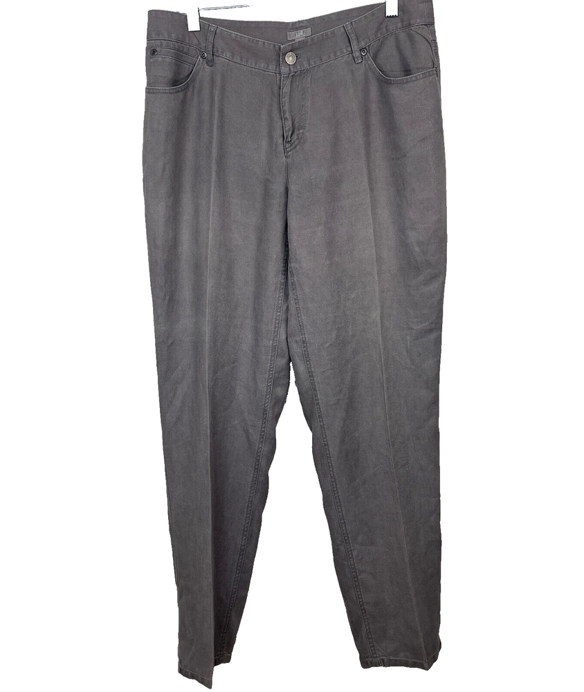 J. Jill Womens Size 10 Gray Linen Wide Leg Comfort Pants Lagenlook Style