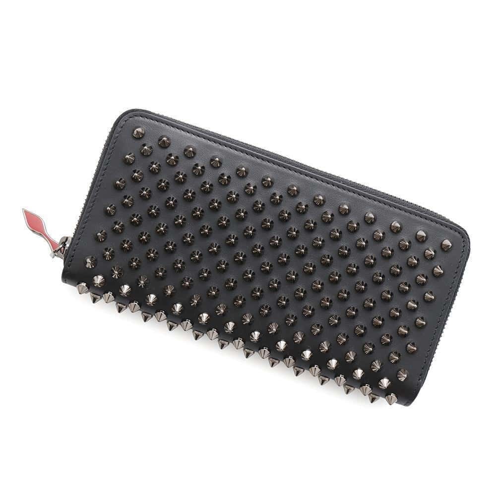 Preowned Christian Louboutin Black Panetone Studded Leather Long Wallet