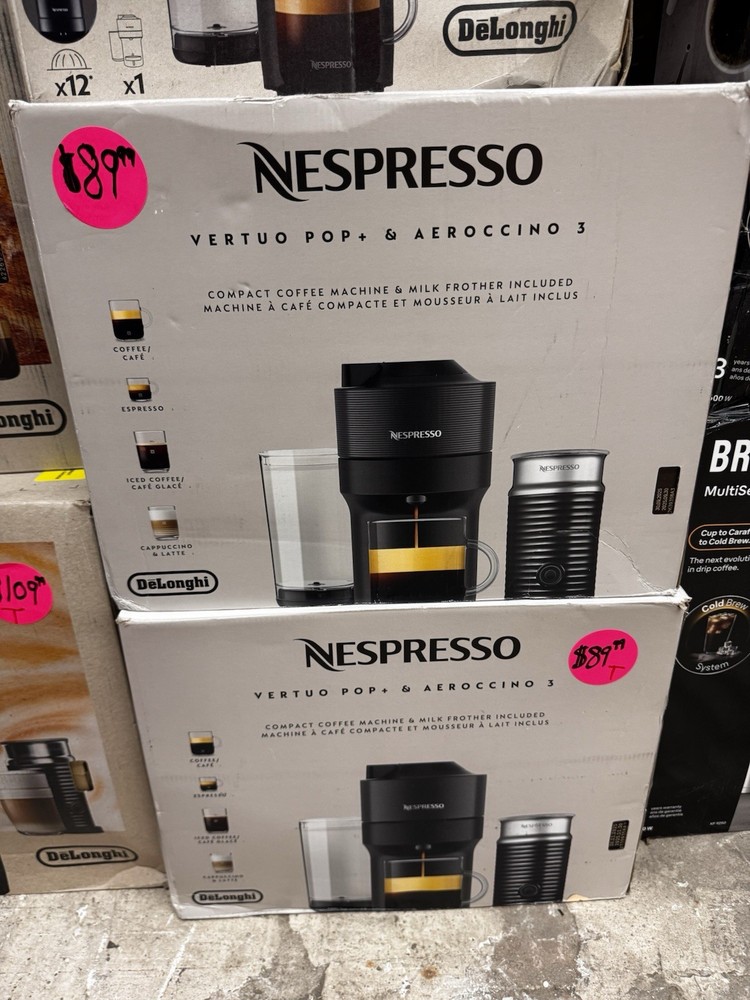 Nespresso Vertuo Plus Delonghi Titan with Aeroccino3 Milk Frother ENV155TAE