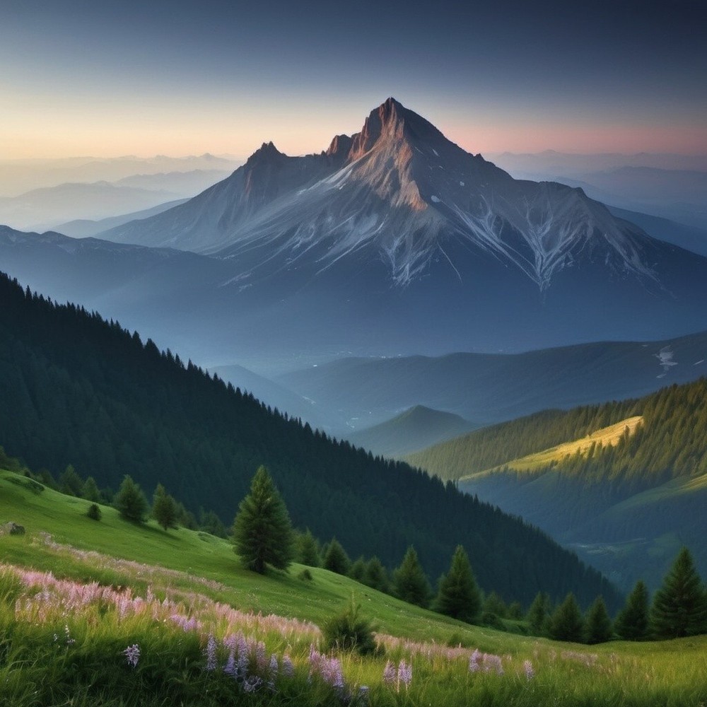 AI Art Mountain Digital Wallpaper Background for Desktop