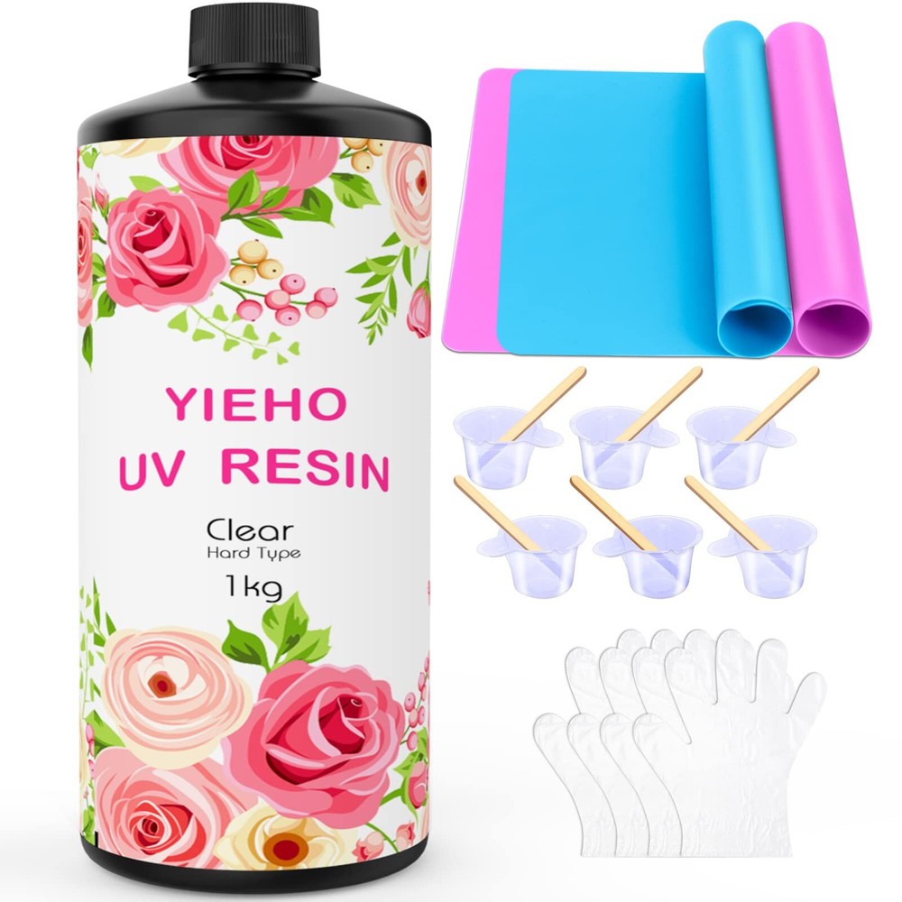 1000g UV Resin -Upgraded Crystal Clear Hard UV Fast Curing Epoxy Resin Suppli...