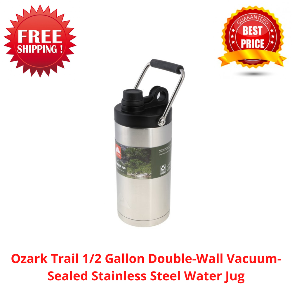 Ozark Trail 1/2 Gallon Double-Wall Vacuum-Sealed Stainless Steel Water Jug