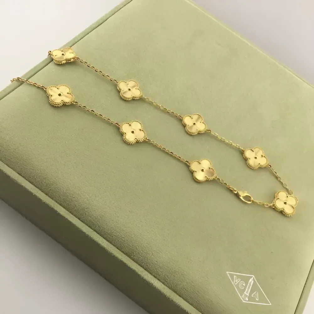 Van Cleef & Arpels Alhambra 10 Motifs Guilloche 18K Gold Necklace