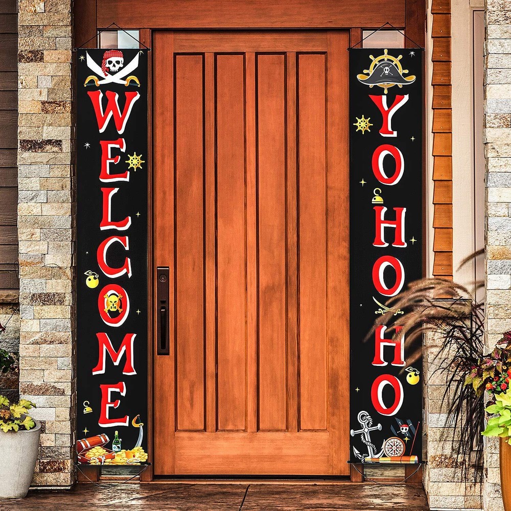 Pirate Happy Birthday Banner Pirate Party Supplies Decorations Pirate Porch S...