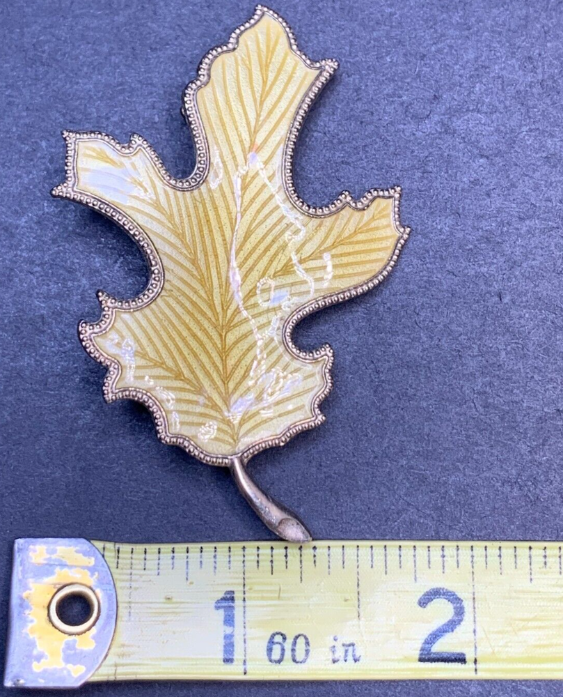 Vintage Autumn Leaf Brooch Pin Brown Silver